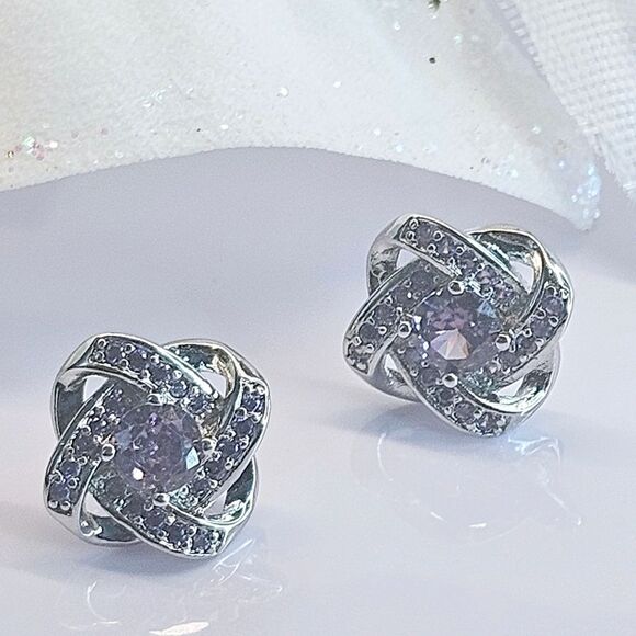 Amethyst  Stud Push Back Earrings on 925 Sterling Silver - Picture 10 of 11